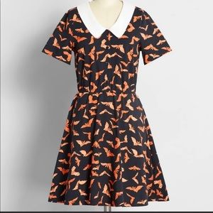 ModCloth Midnight Dreamscape Bat Print Peter Pan Collar Mini Dress 🦇